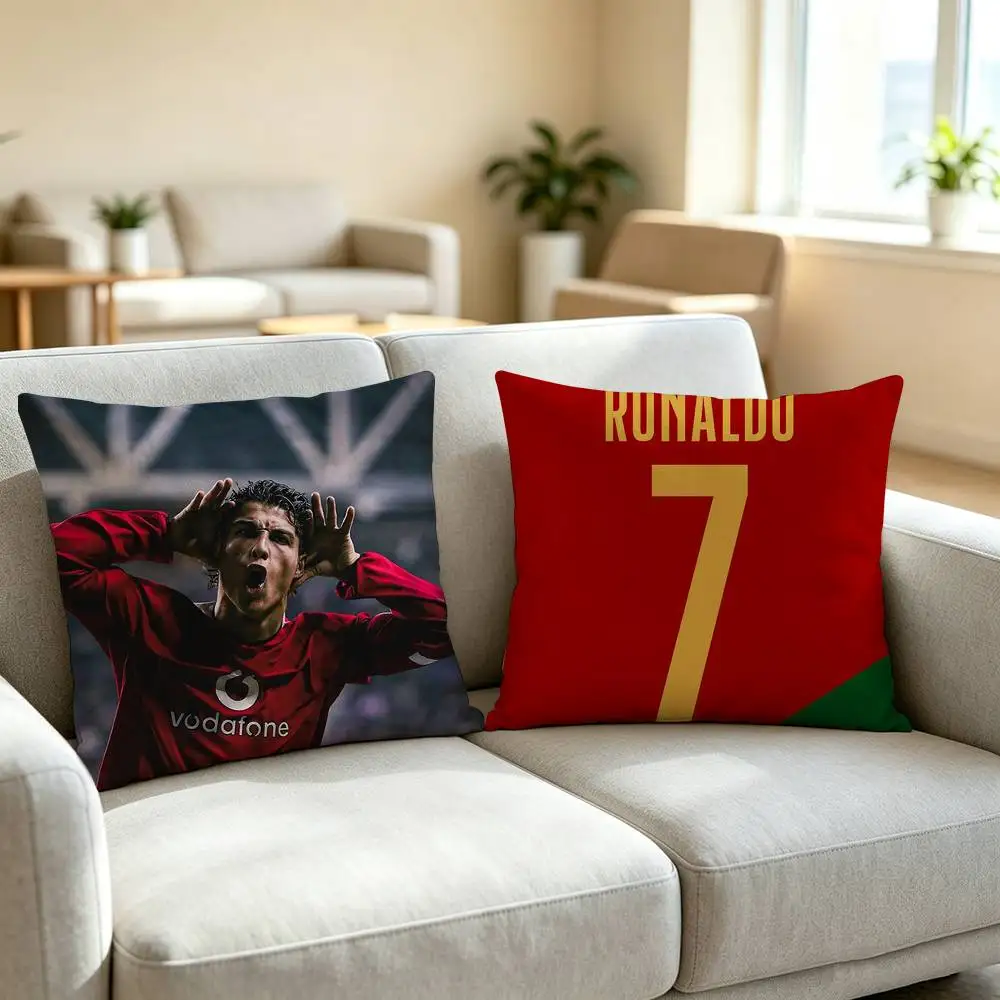 C-CR7 Cristiano Ronaldo Football Star Pillow Case Square Double-Sided Sofa Cushion Cover Bedroom Bedside Pillow