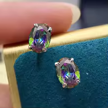 Cubic Zirconia Stud Earrings Oval CZ Crystal Classic Jewelry for Women - E2813
