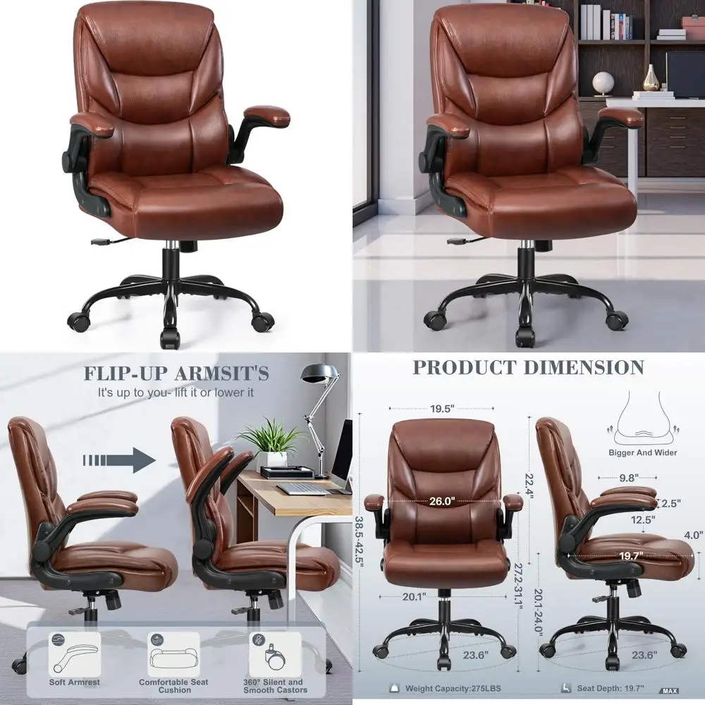 

Эргономичное офисное кресло из искусственной кожи, настольное кресло небольшого размера с регулируемыми функциями, удобное компьютерное кресло на колесах и откидная крышка