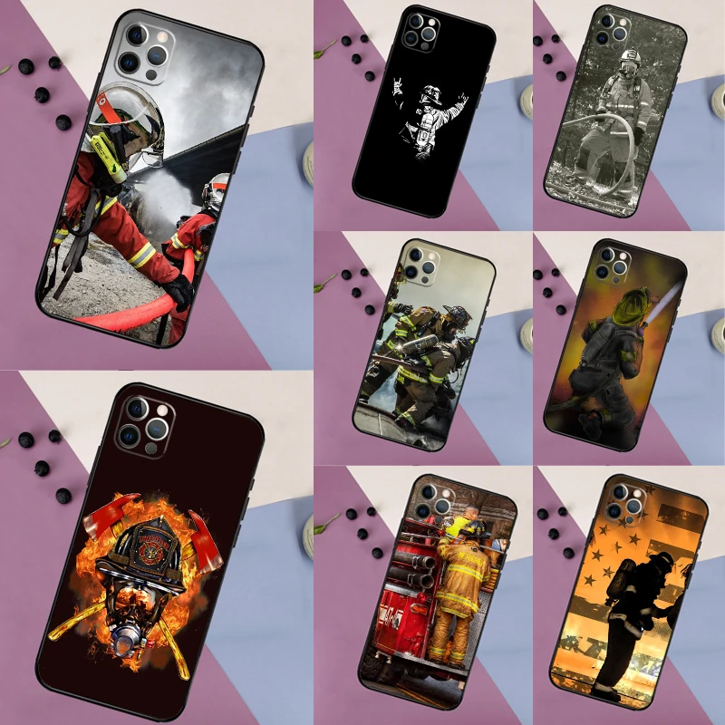 Fireman Firefighter Phone Case For iPhone 16 15 13 12 11 14 Pro Max Mini X XR XS Max 7 8 Cover Funda