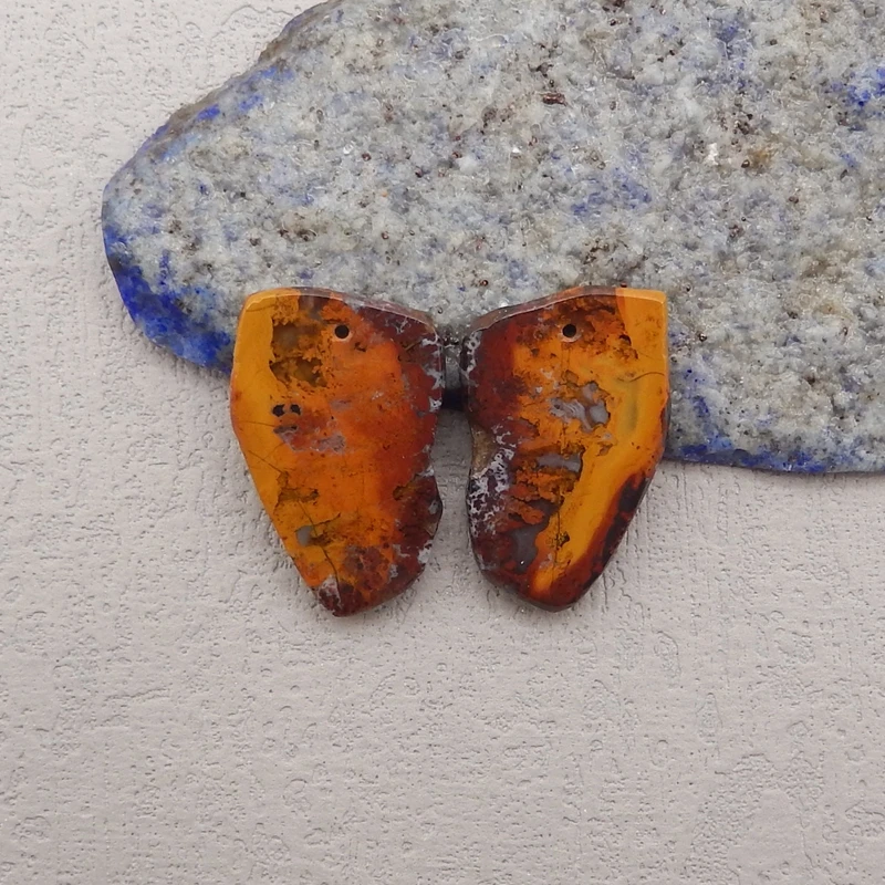 Natural Stone Warring States Red Agate Earring Beads,Fashion Jewelry DIY Gemstone Earrings Accessories For Women 25x17x3mm 5g