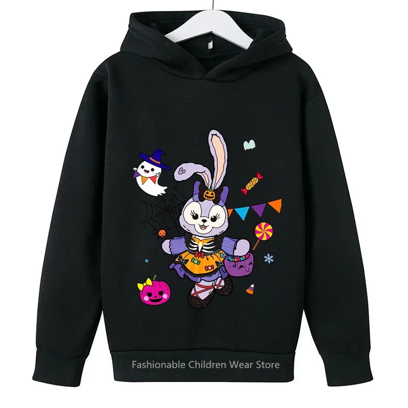 Trendy Disney Stellaluna Hoodie for Kids - Ballet Rabbit Print, Boys Girls Outdoor Korean Style, Spring Autumn Warm Companion