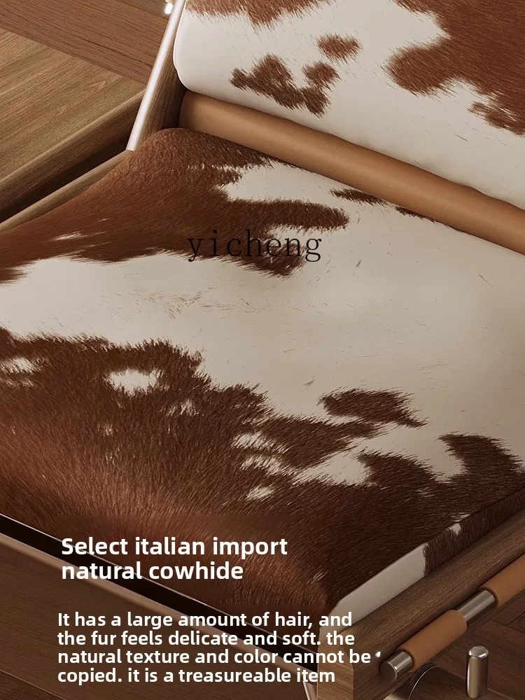 

FY2 Cowhide Stainless Steel Bench Sofa Saddle Leather Coffee Book Chair