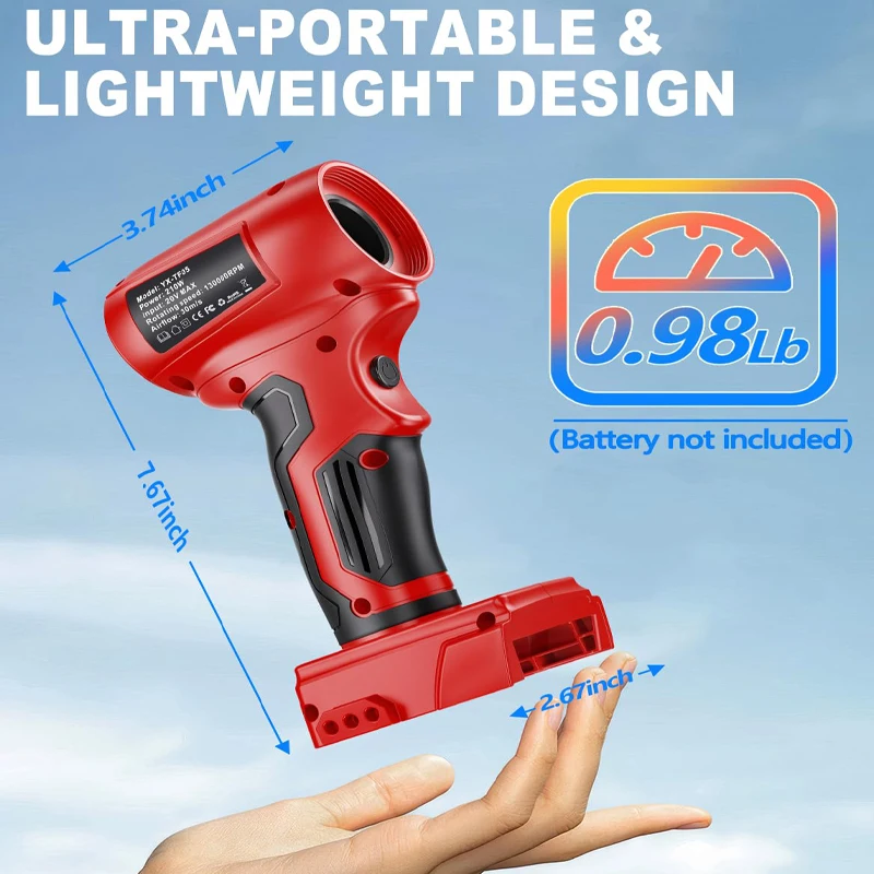 Ulepszona dmuchawa strumieniowa o mocy 210 W do akumulatora litowo-jonowego Milwaukee 18 V Mini elektryczny odkurzacz powietrza Wielofunkcyjne narzędzie czyszczące — zdjęcie produktu 3