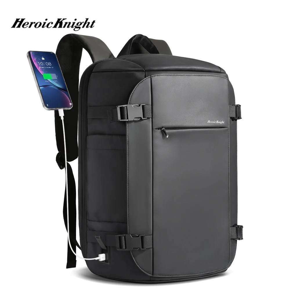 Heroic Knight Travel Backpack Men Waterproof Fashion Large Capacity 17.3 Laptop Backpacks Business Expandable USB Charging Bag