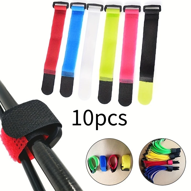 [Reusable Hook and Loop Cable Ties] 10pcs Polyamide Reusable Hook and Loop Cable Ties with Anti-Slip