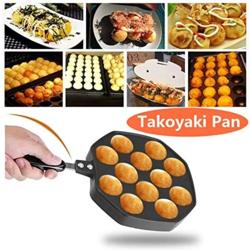 12 Holes Non-Stick Household Takoyaki Pan Easy and Simple To Make Japanese Takoyaki Octopus Ball Bakeware Premium Kitchen Tools