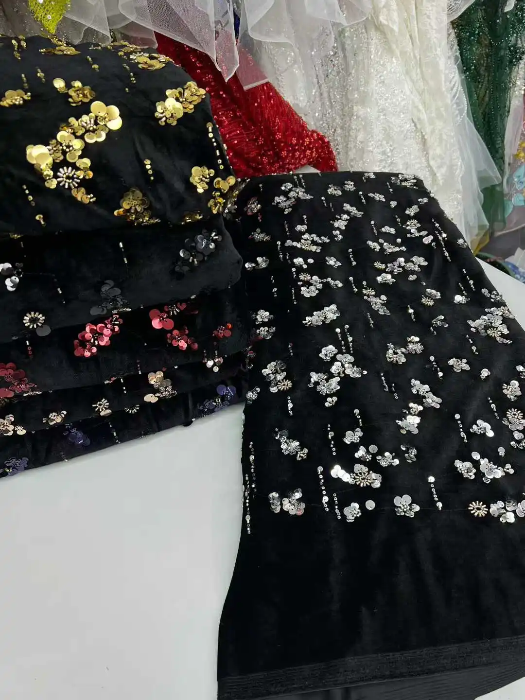 قماش دانتيل مخملي أفريقي 2026 جودة عالية نيجيريا دانتيل 5 ياردة قماش دانتيل ترتر فرنسي لفستان الزفاف قماش خياطة #5