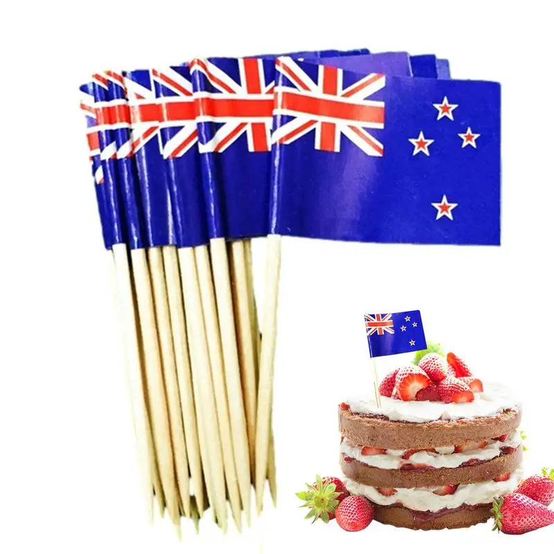 100pcs Food Flags Country Nation Flag Picks Toothpick Flags Food-Grade Cupcake Decorations Cute Foods Labels Decorations