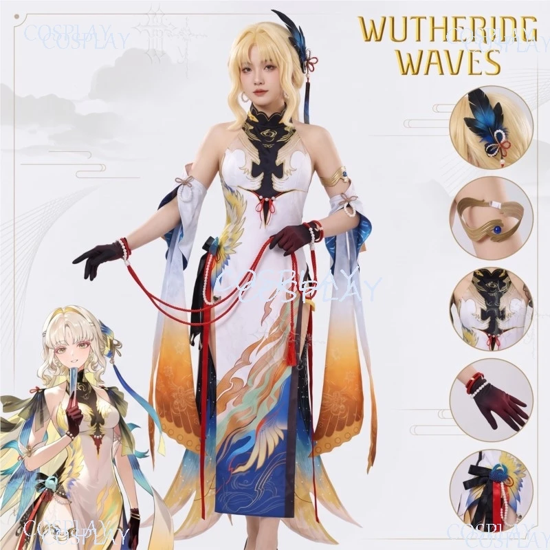 Halloween Party Gorgeous Uniform Accessories Wuthering Waves Suisui Cosplay Costume Props Complete Set Party Role Playing Suit