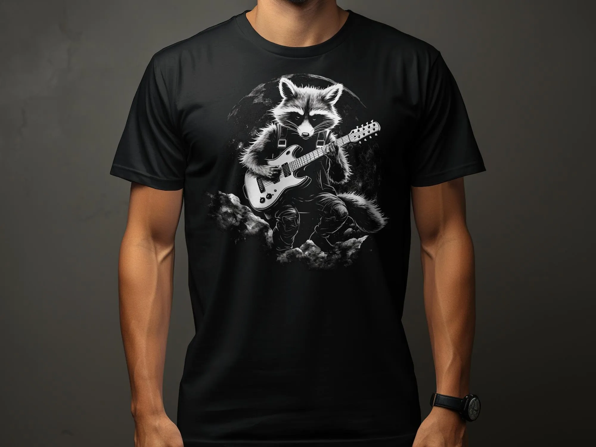 Cool Raccoon Playing Electric Guitar T Shirt Rock and Roll Animal Lover Unique Musician Vintage Style Band