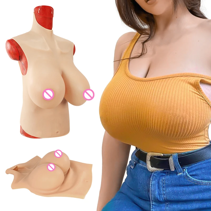 

Half Body Silicone Breast Forms Big Cup Huge Fake Boobs Tits Enhancer Cosplay for Crossdresser Transgender Mastectomy