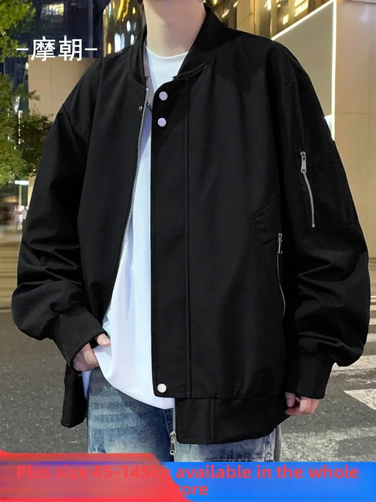 

MoChao Spring Autumn Extra Large Size Men's Jaet Loose Fitting Baseball Coat Trendy Brand Casual Outerwear Polyester Fiber