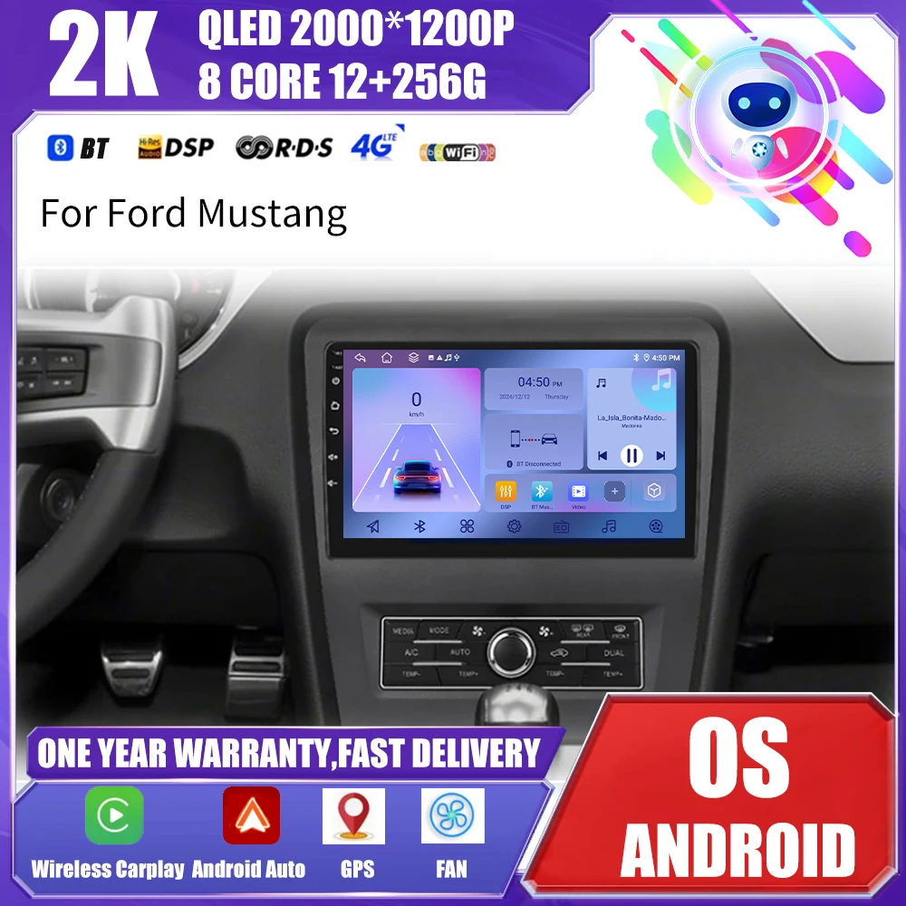 Android 14 For Ford Mustang 2009 2010 2011 2012 2013 2014 Stereo Multimedia Player Car Radio GPS Navigation 360 Camera Carplay
