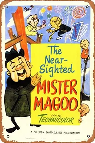 The Near Sighted Mr. Magoo Movie Poster Tin Sign Metal Sign Vintage Metal Poster Home Wall Decoration, 8 x 12 Inch