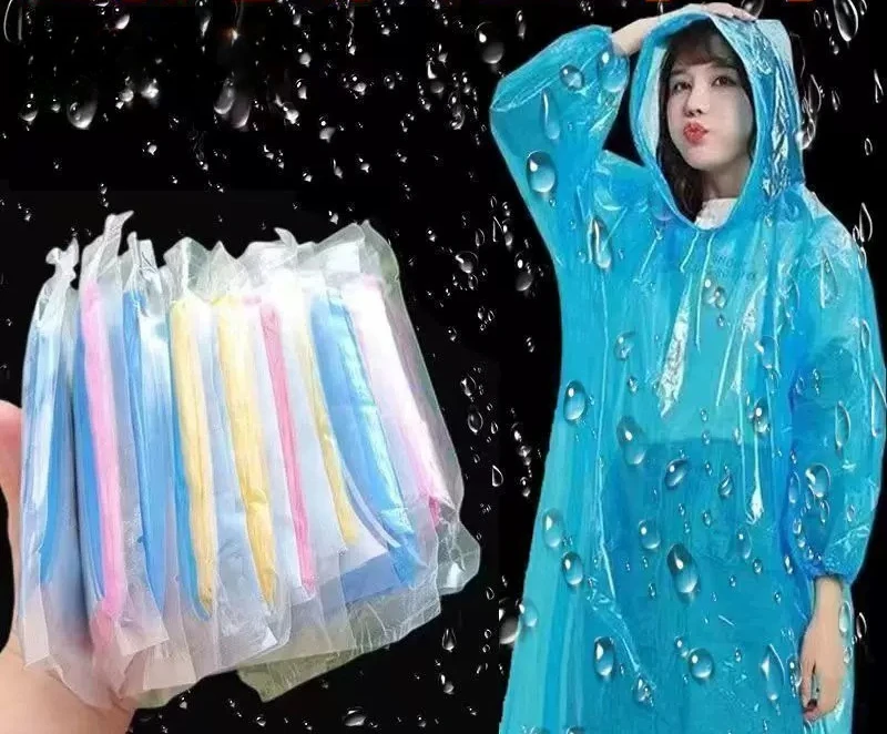 Card Disposable Portable Outdoor Full Body Rainproof Thick Adult Unisex Raincoat Amusement Park Travel