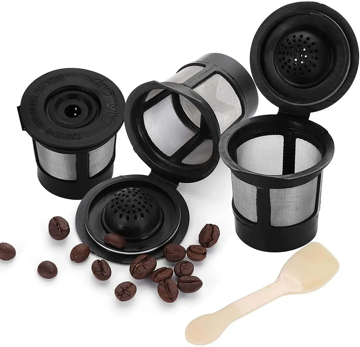 Reusable Coffee Pods, Refillable K-Cup, Single Serve Brew Basket with Spoon& Brush, 3 Capsule Coffee, 51-100ML Capacity, - view 5
