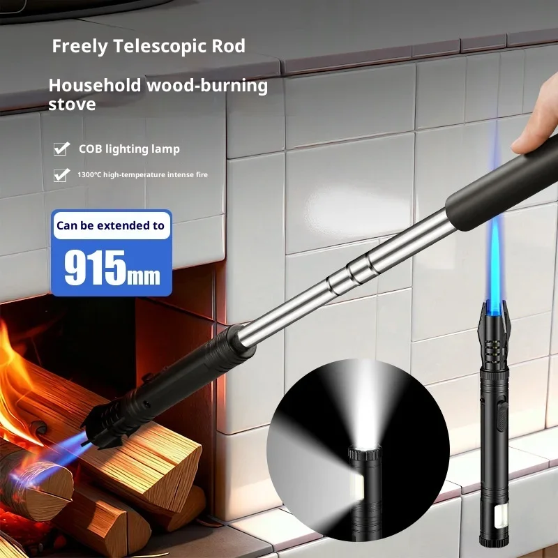 

BBQ Barbecue Candle Lengthening Powerful Metal Gas Lighter Windproof Turbo Kitchen Torch Cigar Smoking Accessories Flashlight