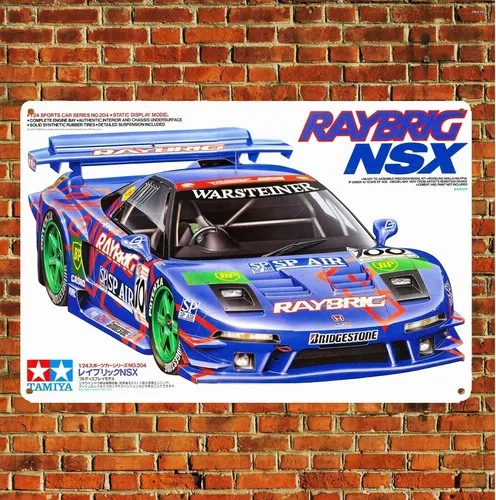 Metallposter Auto-Modell Blechschild Plakette Tamiya Nsc Raybrig Boxart-Aluminium