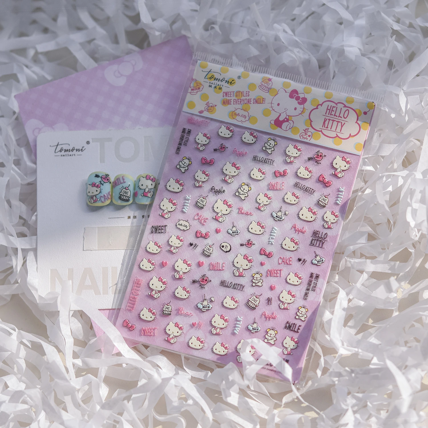 1PCS 5D Embossed Sanrio Series Nail Stickers Hello Kitty My Melody Self-Adhesive Nail Accessories Cute Cartoon Nail Charm