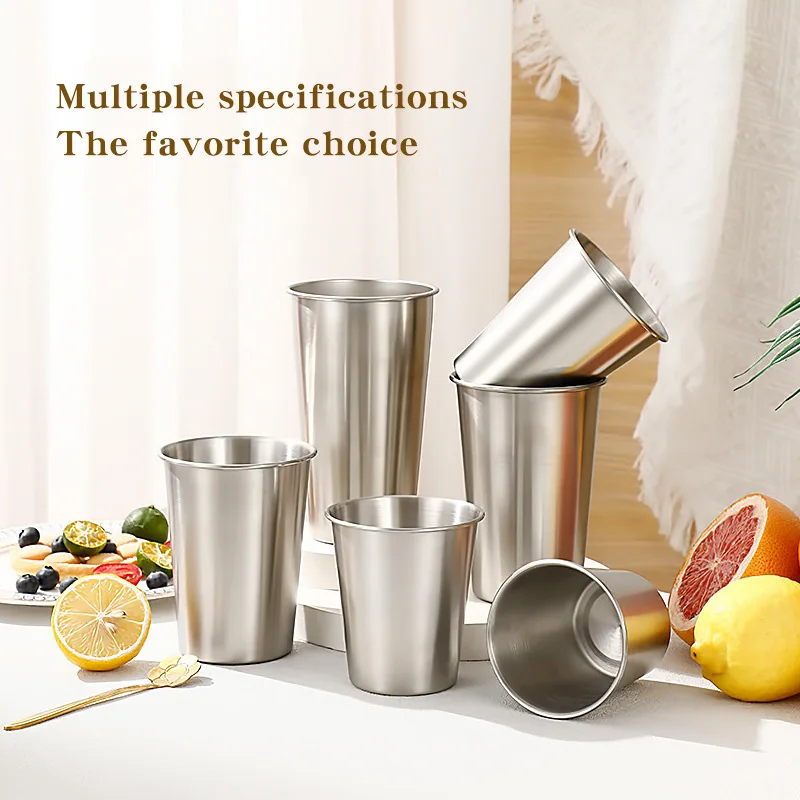 Stainless Steel Gold Cups Insulated Metal Cup 304 Drinking Beer Mug Metal Travel Drink Cup 200/260/300/350/400/500/600ML