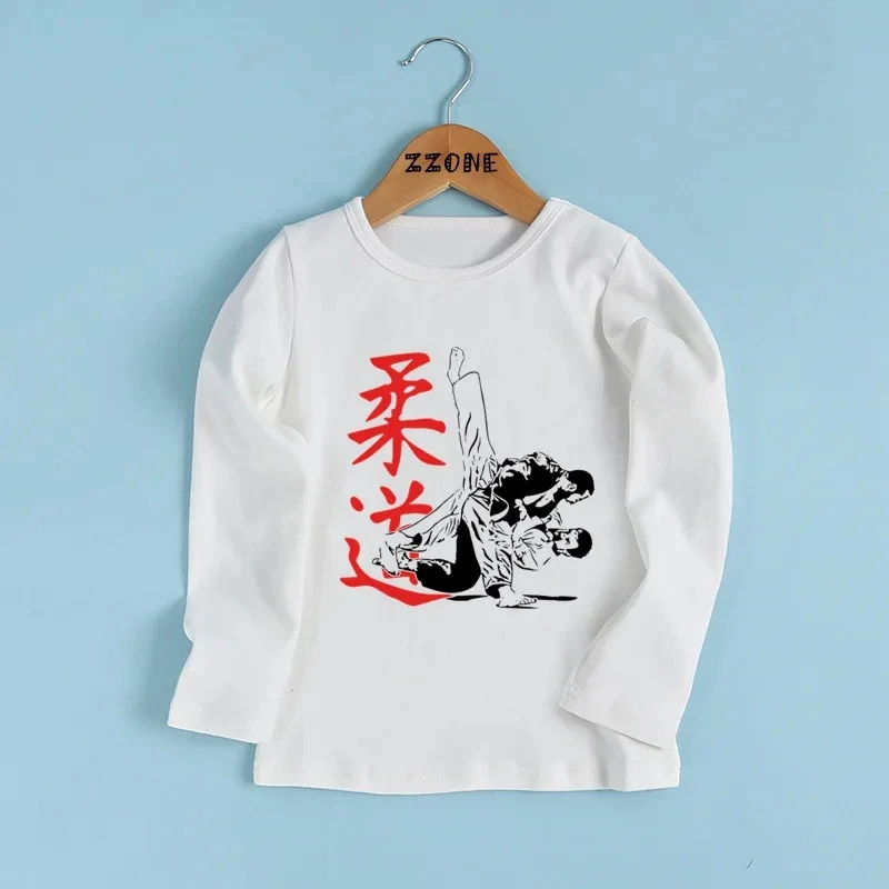 Hot Sale Evolution of a Judo Print Cute Fashion Kids T shirt Casual Children Clothes Spring Autumn Baby Boys Girls Long Sleeve T