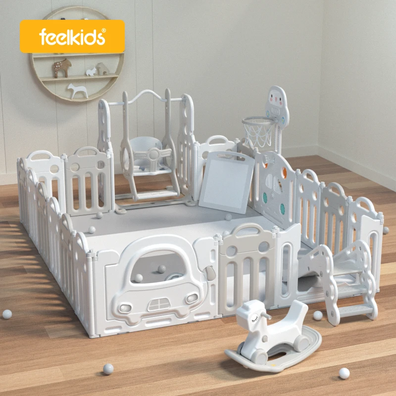 Портативный пластиковый манеж Feiqitoy для игр в помещении и на улице, безопасный забор-ограждение для детей и малышей