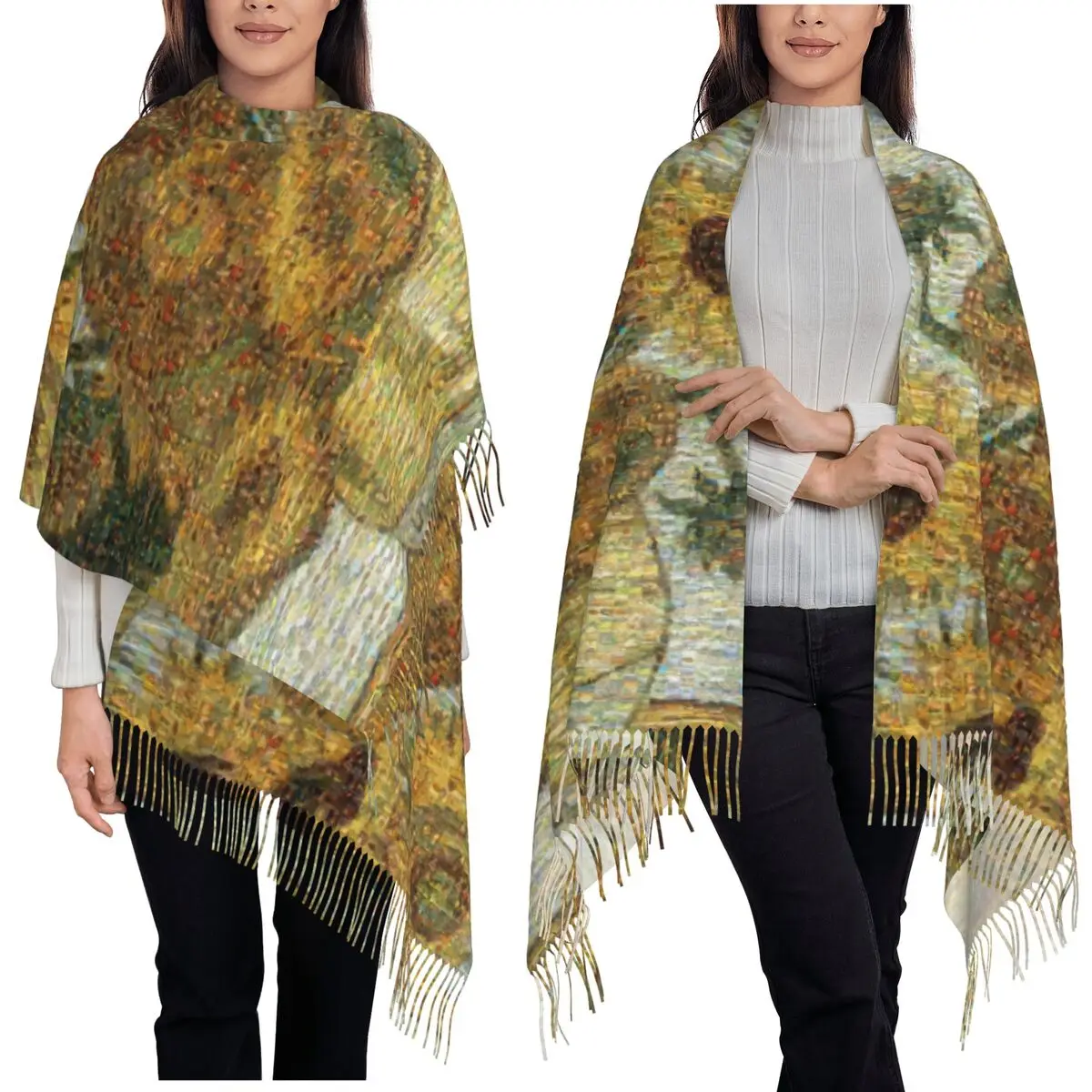 

Van Gogh Sunflowers Scarf Tassel Scarves Women Soft Warm Shawls and Wraps Large Fall Winter Shawl Wrap
