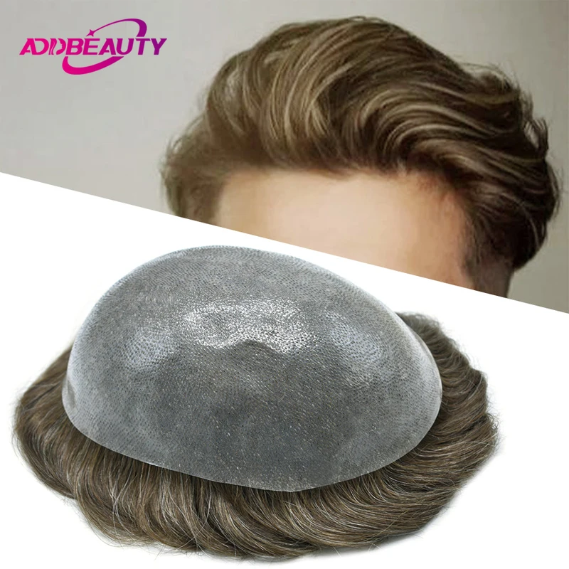

Human Hair Prosthesis With Knots Thin Skin Men's Capillary Prosthesis Full PU 0.1mm Indian Human Hair Wigs for Men Natural Wigs