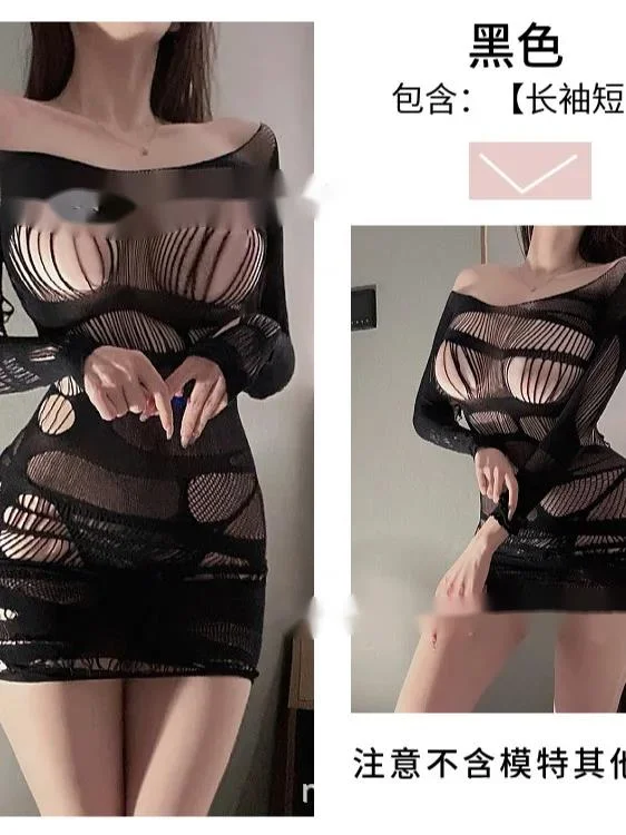 Sexy lang ärmel ige ausgehöhlte Wickel rock transparent eine Schulter mehrfarbig leidenschaft lich Mesh Shirt Kleid elegant Sommer neu x929