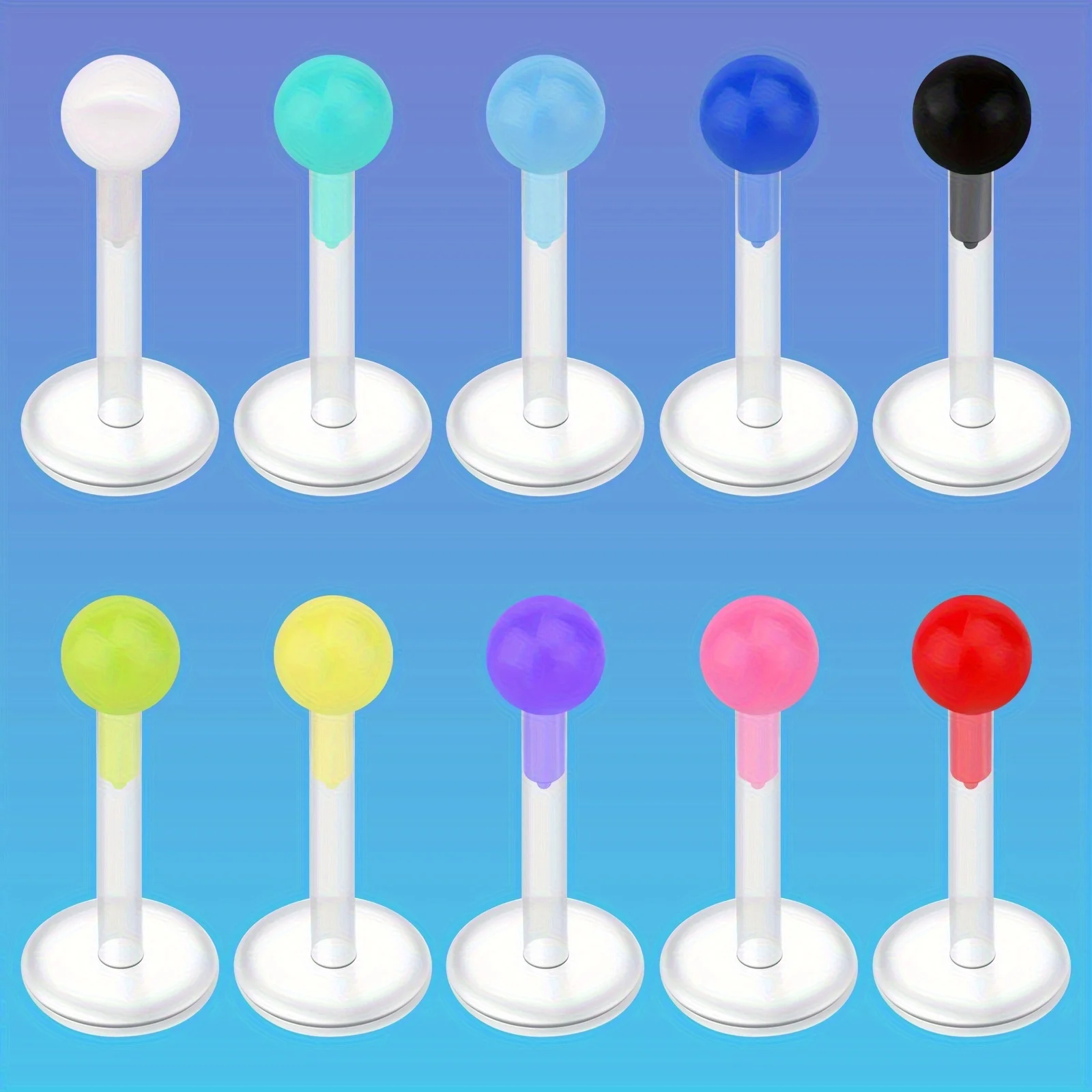 10pcs Acrylic Lip Studs, Body Puncture Retainer Lip Studs Piercing Jewelry Simple And Versatile, Comfortable to Wear