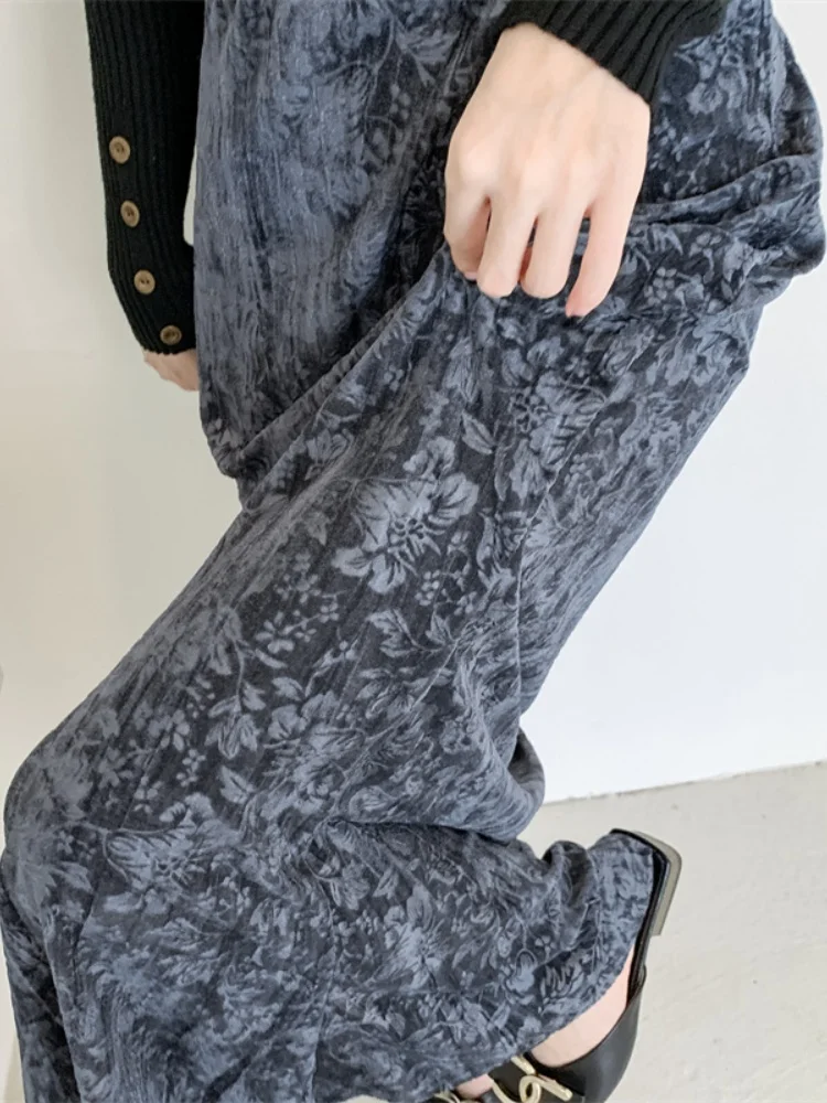 SMTHMA 2025 nouveau automne hiver 3D imprimé velours jupe pour les femmes taille haute minceur trompette sirène jupe longue