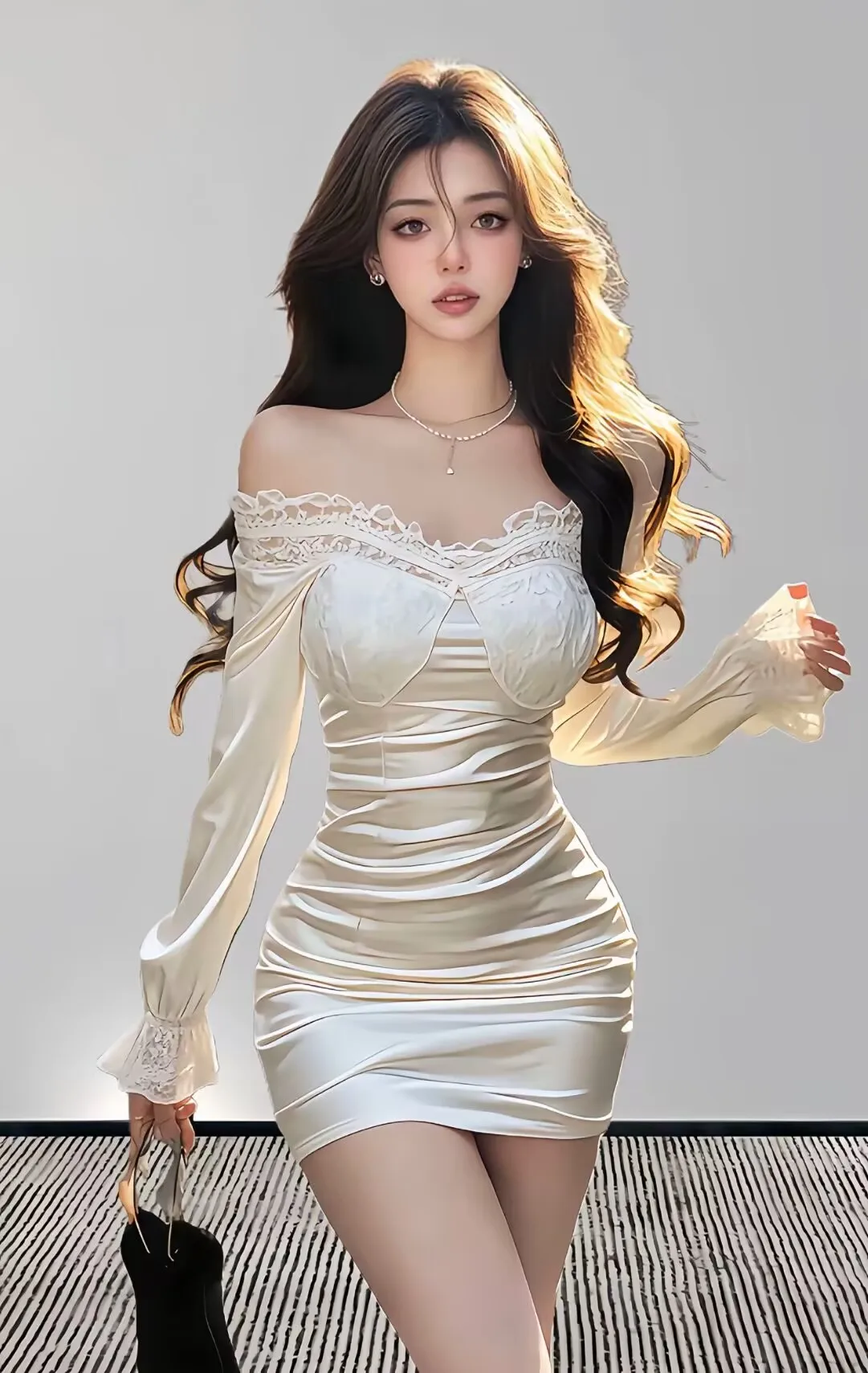 

New Fashion Design Lace Patchwork One Line Shoulder Sexy Dress Women French high Class Elegant Socialite Party Dresses