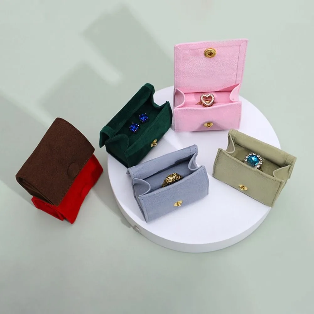 New Velvet Jewelry Box Dust Protect Small Mini Storage Box Multi-purpose Button Closure Portable Jewelry Case Gift Giving