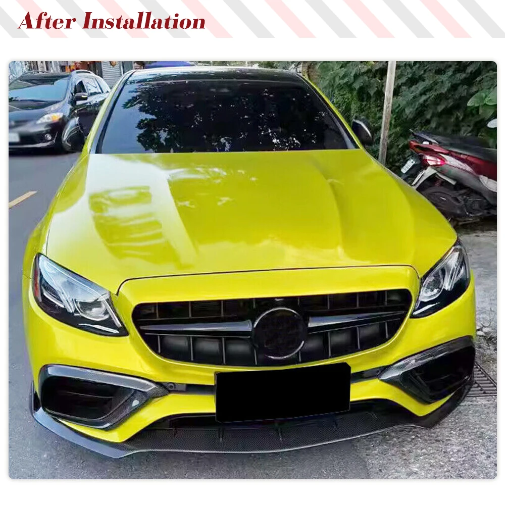 Car Front Bumper Lip Spoiler For Mercedes Benz W213 S213 E63 AMG  2016-2020 Front Bumper Lip Chin Carbon Fiber