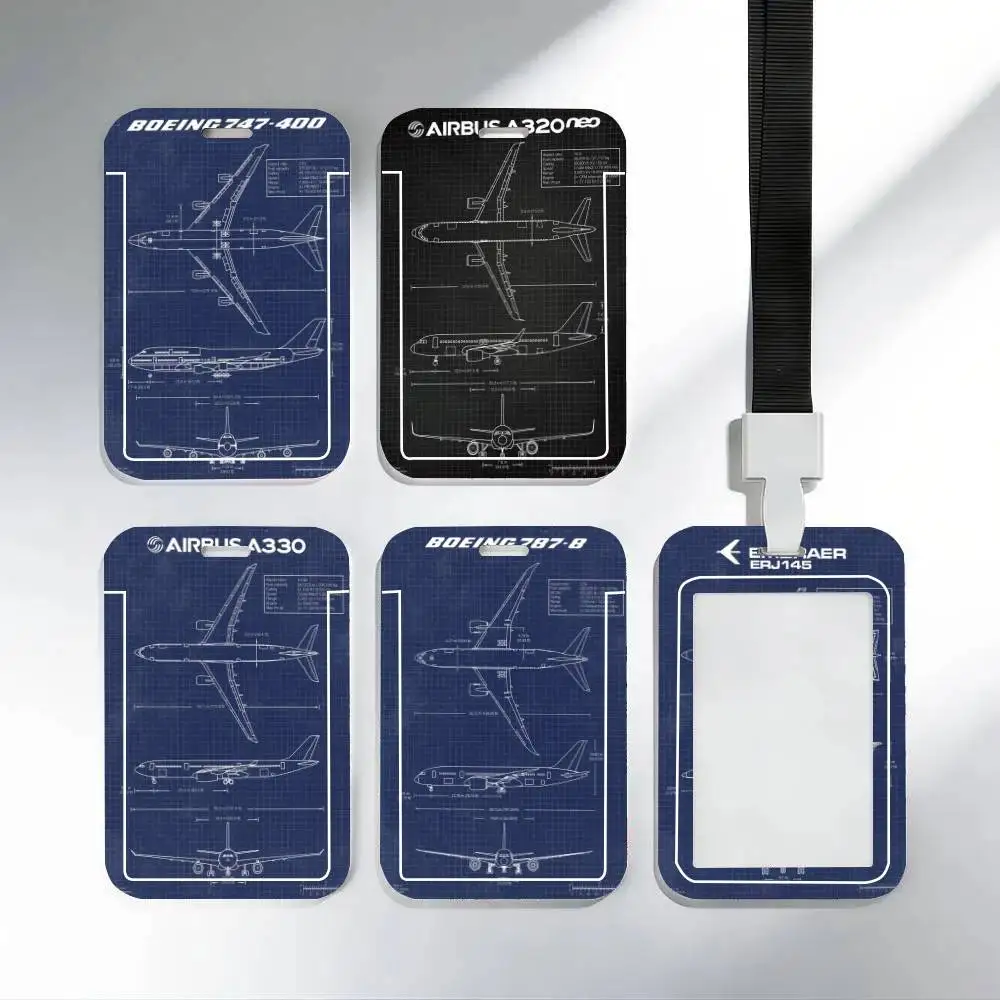 Porta Tarjetas de Identificación con Correa para el Cuello, Diseño de Avión de la Fuerza Aérea, Airbus A340 B747, Porta Credenciales de Trabajo, Llavero