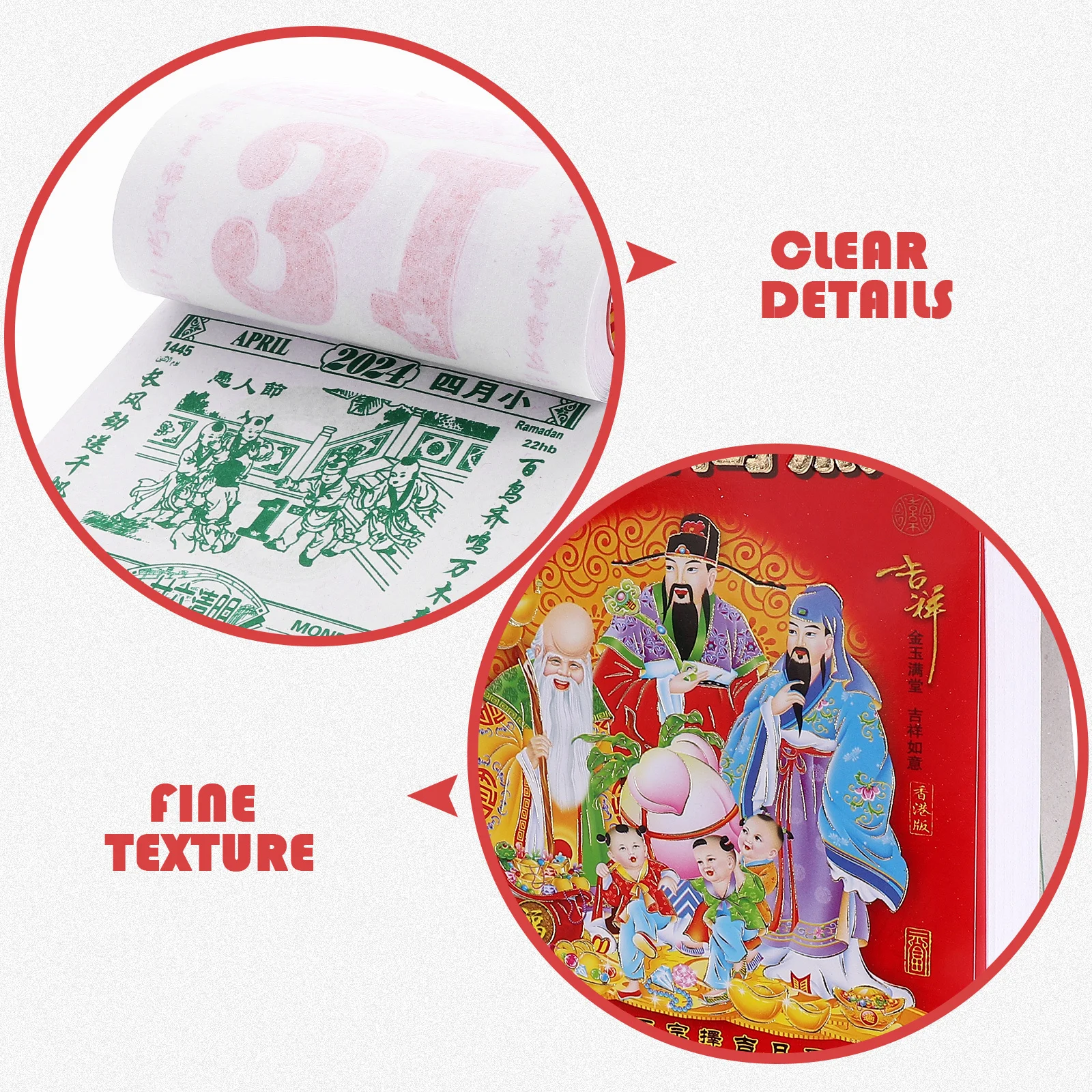 Chinese Style Traditional Household Hanging Lunar Calendar Paper Material Daily Wall Calendar Home Accessory