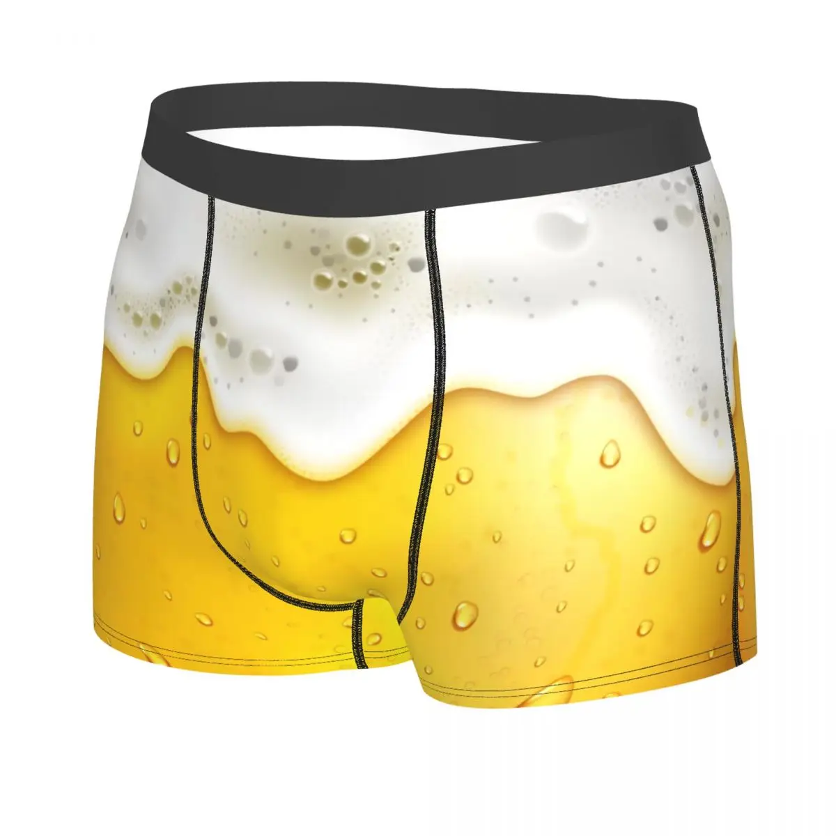 Custom Beer Realistic Bubbles Foam Boxer Shorts For Men 3D Print Drinking Lover Underwear Panties Briefs Stretch Underpants