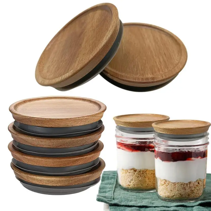 Wide Mouth Mason Jar Lids 6 Pack Wooden Mason Jar Lids For Wide Mouth Food Grade Material Wide Mouth Wooden Storage Lids For