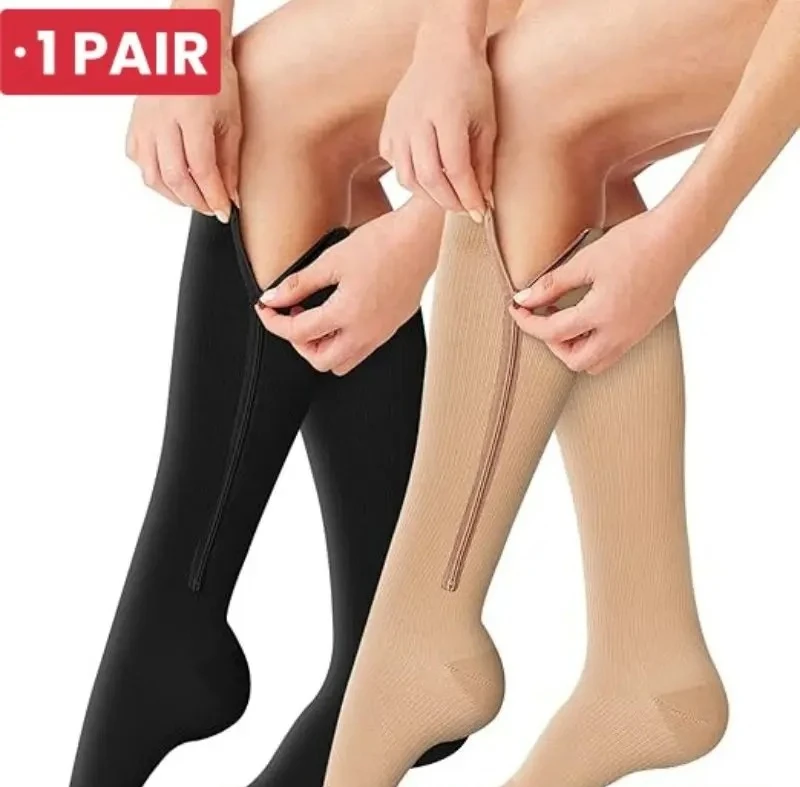 

Компрессионные носки на молнии (1/5 пар) для мужчин и женщин, высокие до колена, против усталости, эластичные, поддерживающие, для беременных, для бега, пешего туризма, спорта