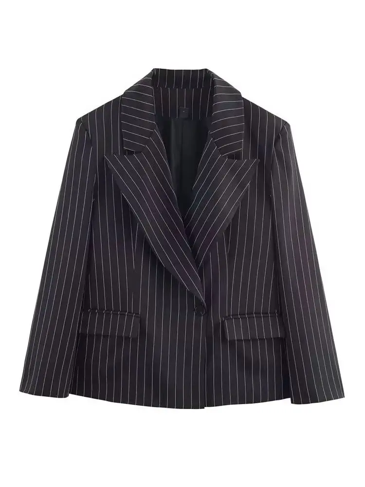 

HH женская мода универсальная полосатая сексуальная куртка с широкими плечами женская индивидуальная темпераментная повседневная офисная куртка