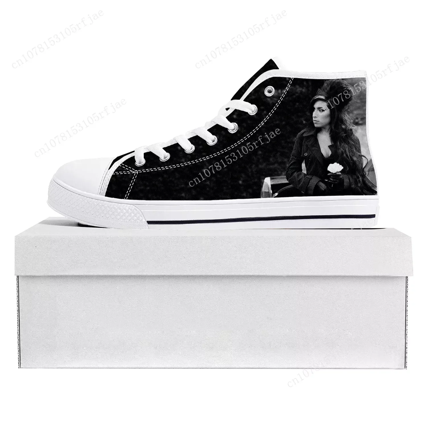 Amy Winehouse Singer Fashion High Top High Quality Sneakers Mens Womens Teenager Canvas Sneaker Casual Couple Shoes Custom Shoe