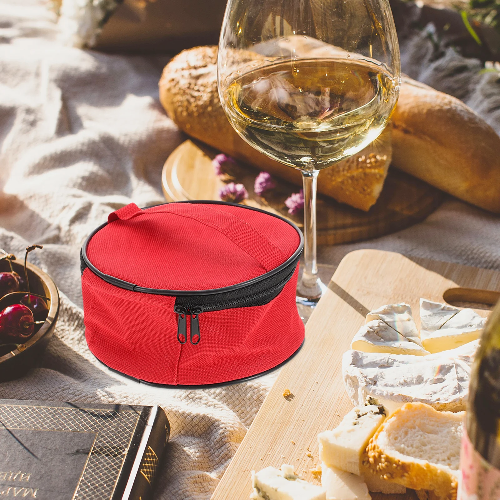 

Tableware Storage Bag Oxford Cloth Durable Camping Kitchen Organizer Divided Grid Portable Handle Zipper Closure For