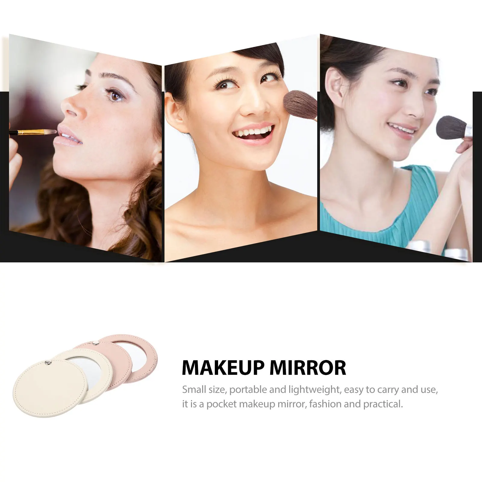 2Pcs Portable Pocket Mirror Small Compact Mirror with PU Cover for Clear and Distortionfree Reflection Portable Mirrors