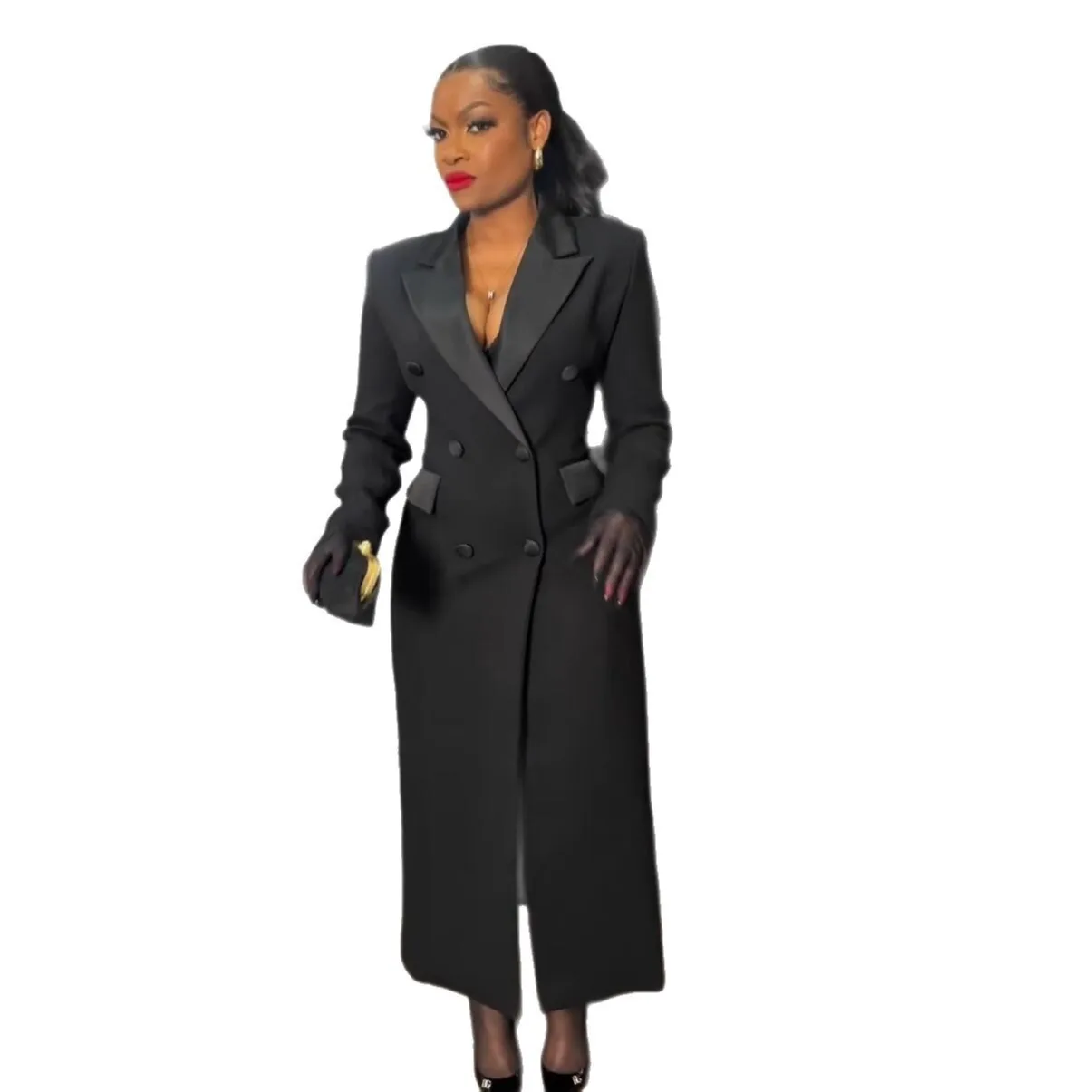 S10988 Sexy und Elegante Revers Taille Cinched Lange Anzug Kleid Korsett Spitze Floral Femmes 2025, Sommer Kleid Robe Vestido Frauen Party