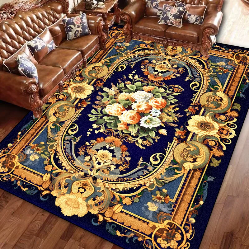 Europe and America Luxury Carpet Living Room Decoration Flower Rug Comfort Non-slip Large Bedroom Rug Washable Coffee Table Mat