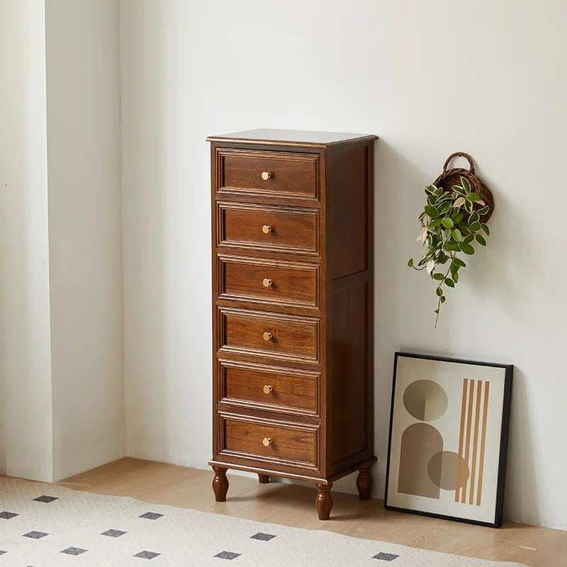 American Vintage Wooden 5-Drawer Dresser 45CM Side Storage Cabinet for Bedroom Multi-Functional Thickened Plywood Organizer‌