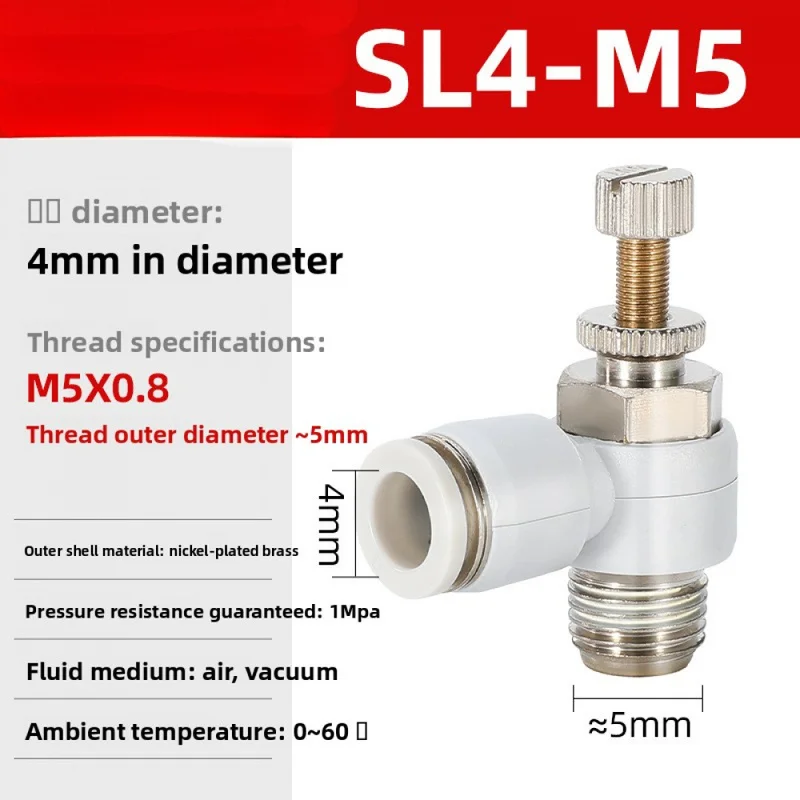 Pneumatic Speed Controller 4/6/8/10/12mm, Air Flow Control Valve with Push to Connect Fitting for Cylinder,SL26159