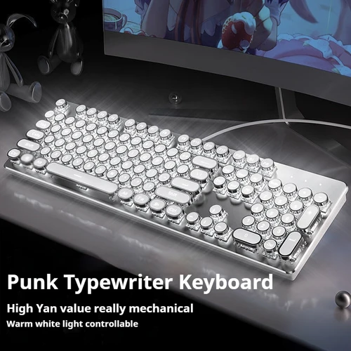 Imagen 2 del producto Teclado mecánico para jugar para máquina de escribir EWEADN TK100 Punk, 104 teclas con teclados con cable USB retroiluminados LED, para PC portátil Windows