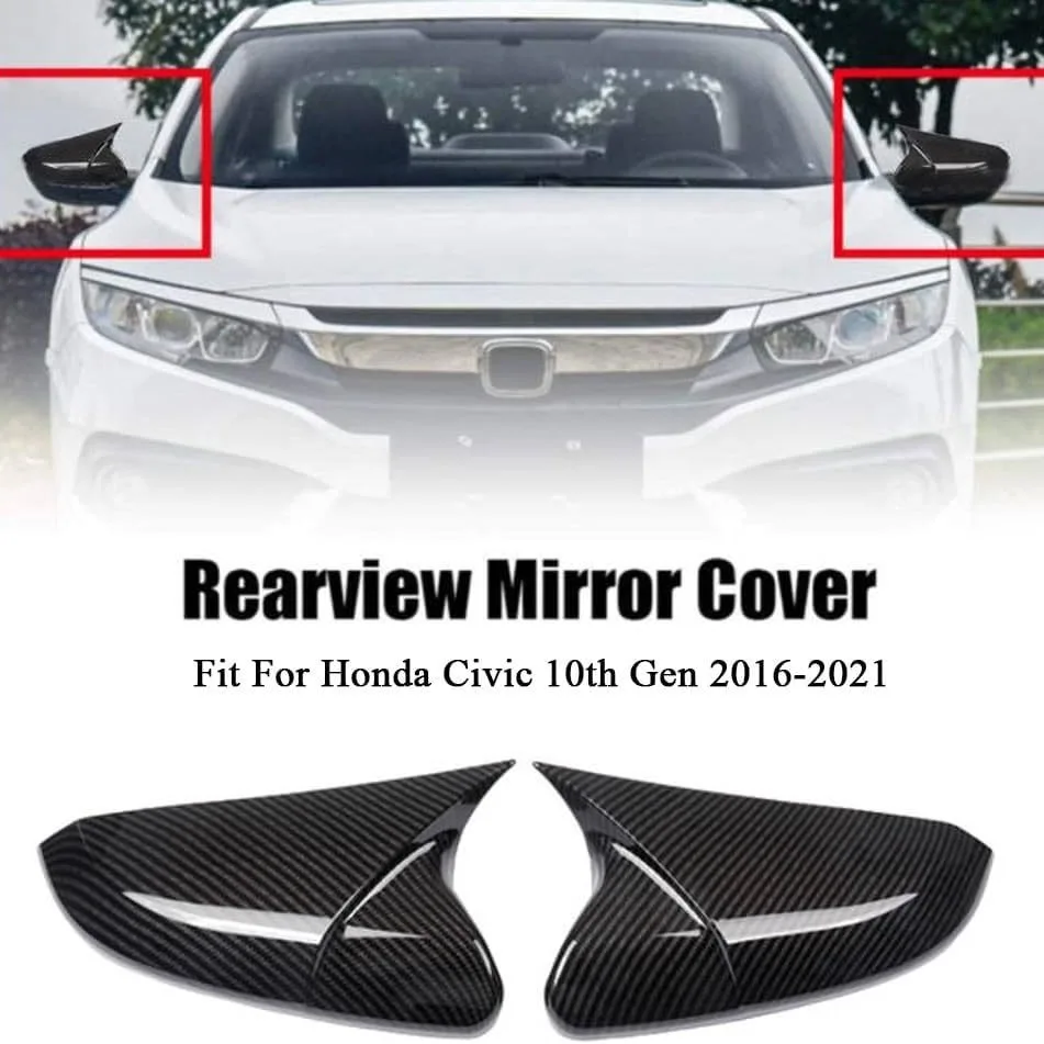 Suitable for Civic rearview mirror cover 16-21 New Civic carbon fiber modified Black Warrior rearview mirror horn cover